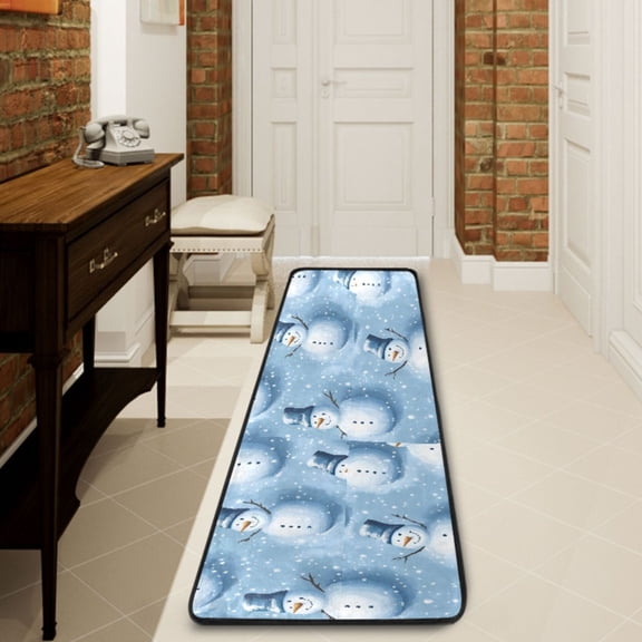 Ryvnso Christmas Winter Snowman Hallway Runner Rugs Floor Carpet Non Slip Entryway Mat 2' x 6'