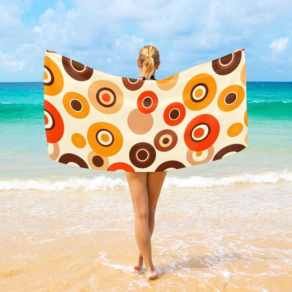 Ryvnso Circle Pattern Beach Towel Quick Dry Swimming Yoga Beach Towels Large Sand Free Microfiber Towel 31"W x 71"L