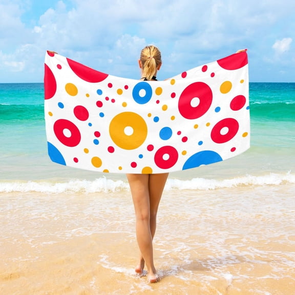 Ryvnso Circle Polka Dots Beach Towel Quick Dry Swimming Yoga Beach Towels Large Sand Free Microfiber Towel 31"W x 71"L