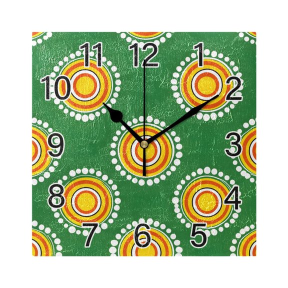 Ryvnso Circle with Dots Wall Clock Square Silent Non-Ticking Battery Operated 7.78"