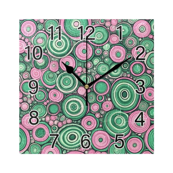 Ryvnso Circles Art Wall Clock Square Silent Non-Ticking Battery Operated 7.78"