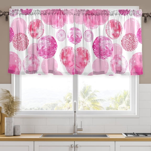 Ryvnso Circles and Polka Dots Curtains Sets Short Curtain Rod Pocket Half Window Cafe Farmhouse Tier 2 Panels 57"W x 24"L