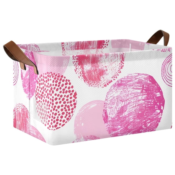 Ryvnso Circles and Polka Dots Storage Bins Large Basket Foldable Cube Toys Organizer with Handles 1 PC