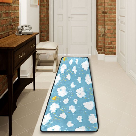 Ryvnso Clouds and Rain Hallway Runner Rugs Floor Carpet Non Slip Entryway Mat 2' x 6'