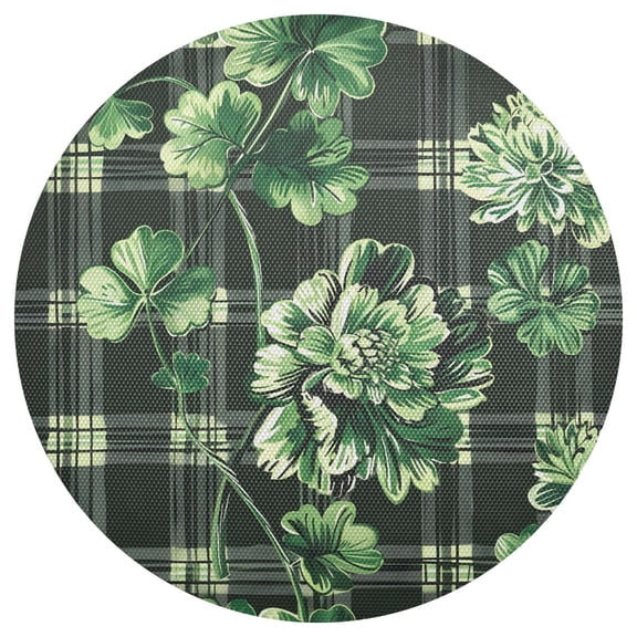 Ryvnso Clover on Checkered Round Plate Mats Dining Table Placemat 1 Piece for Holiday Decoration