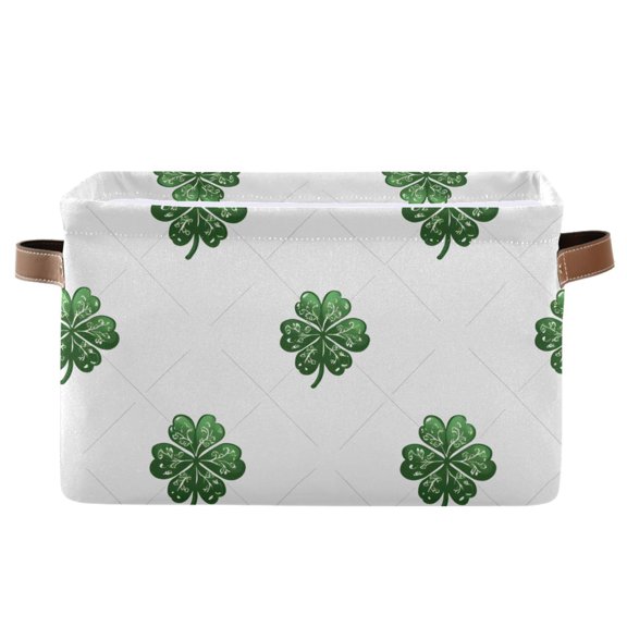 Ryvnso Clover on Checkered Storage Basket Large Bin Foldable Boxes Toys Organizer 14.2x10.2x8.3in 1 PC