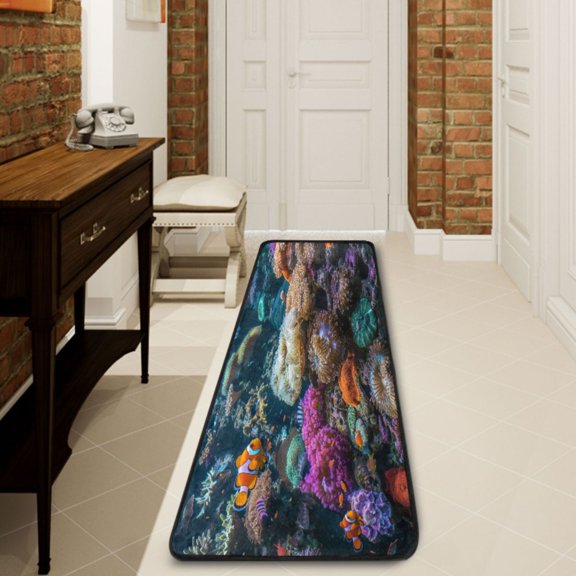 Ryvnso Clownfish Corals under The Sea Hallway Runner Rugs Floor Carpet Non Slip Entryway Mat 2' x 6'