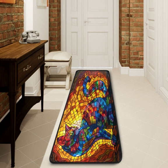 Ryvnso Colorful Art Cat Hallway Runner Rugs Floor Carpet Non Slip Entryway Mat 2' x 6'