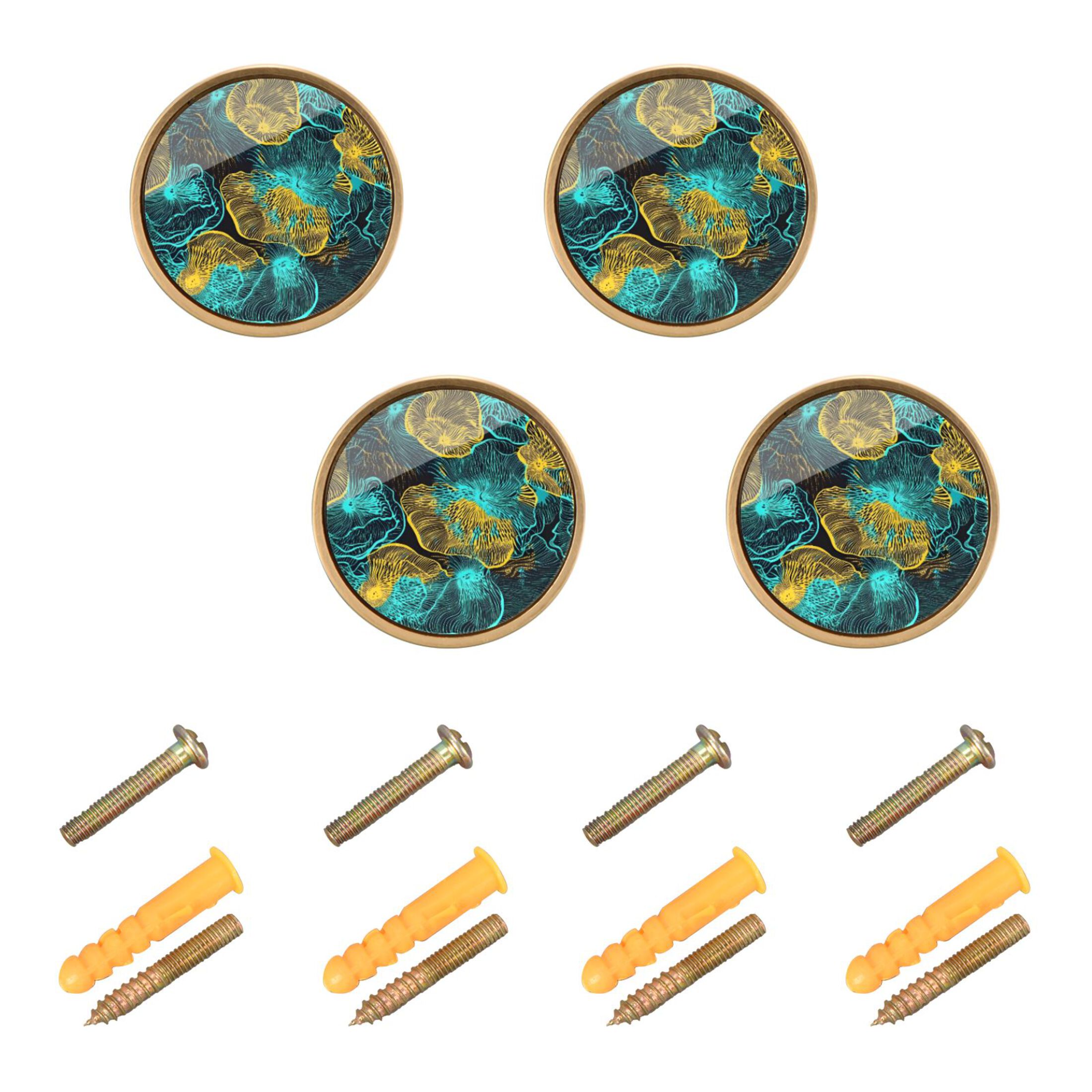 Ryvnso Colorful Art Pattern Cabinet Knobs Kitchen Door Round Pulls ...
