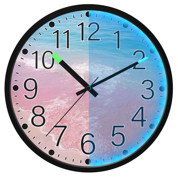 Ryvnso Colorful Art Sea 12 Inch Night Light Wall Clock Silent Battery Operated Luminous Clocks