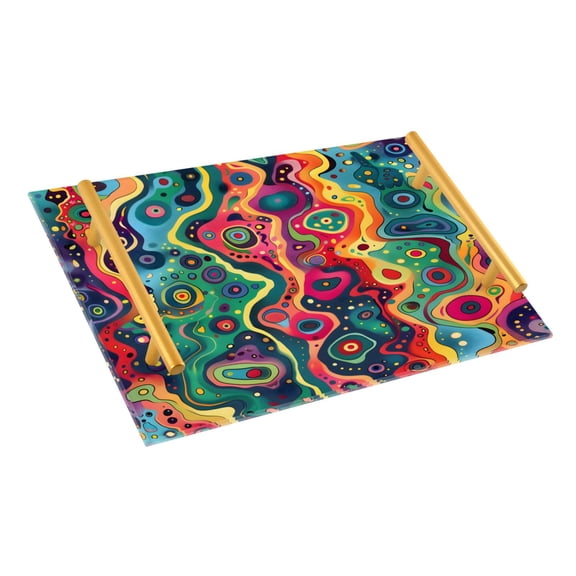 Ryvnso Colorful Fantasy Liquid Pattern Bathroom Tray Vanity Countertop Trays Acrylic Organizer