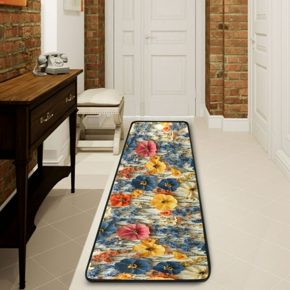 Ryvnso Colorful Flower Hallway Runner Rugs Floor Carpet Non Slip Entryway Mat 2' x 6'