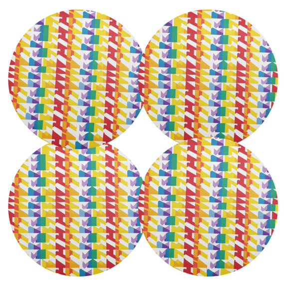Ryvnso Colorful Geometry Round Plate Mats Dining Table Placemat Set of 4 for Holiday Decoration