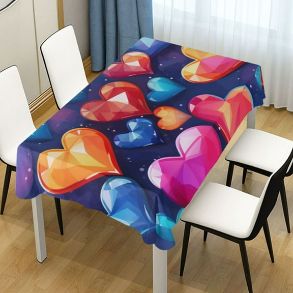 Ryvnso Colorful Hearts Rectangle Table Cloth Tablecover Dinning Tablecloth 54"x72"