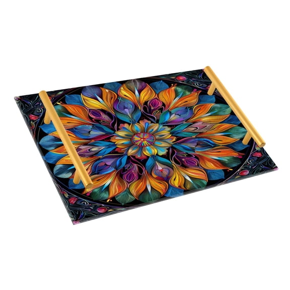 Ryvnso Colorful Mandala Flower Bathroom Tray Vanity Countertop Trays Acrylic Organizer