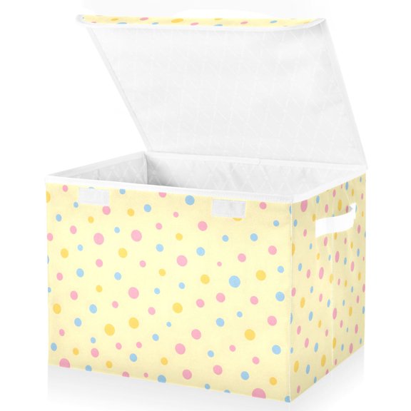 Ryvnso Colorful Polka Dots Storage Bins Lidded Foldable Organizer Containers Baskets Cube