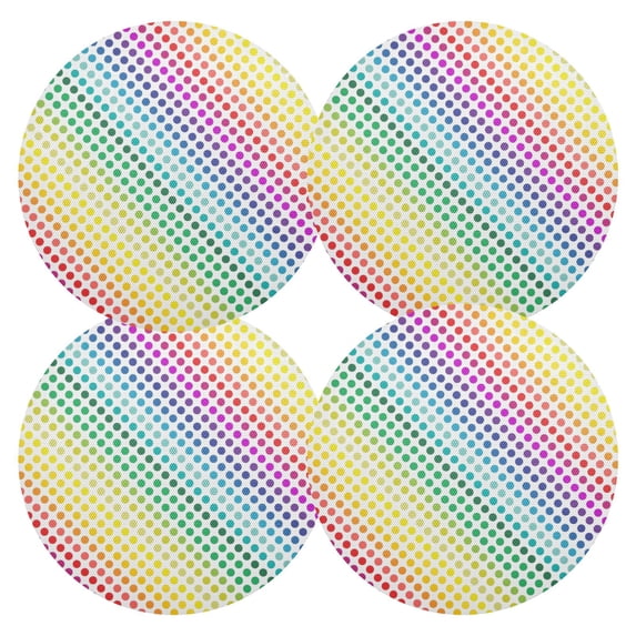 Ryvnso Colorful Polka Dots in Lines Round Plate Mats Dining Table Placemat Set of 4 for Holiday Decoration