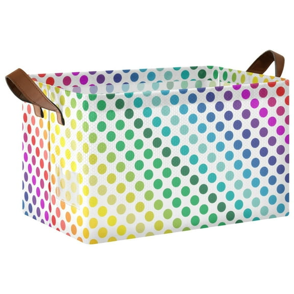 Ryvnso Colorful Polka Dots in Lines Storage Bins Large Basket Foldable Cube Toys Organizer with Handles 1 PC