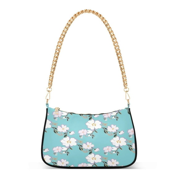 Ryvnso Colorful Spring Floral Womens Chain Shoulder Bag Tote Handbags Clutch Hobo Purse with Zipper for Travel