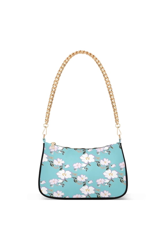Colorful Spring Floral Womens Chain Shoulder Bag Tote Handbags Clutch Hobo Purse with Zipper for Travel
