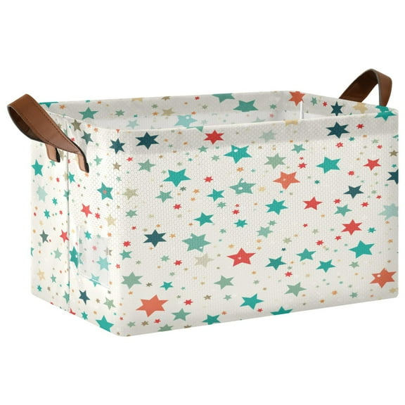 Ryvnso Colorful Stars Storage Bins Large Basket Foldable Cube Toys Organizer with Handles 1 PC