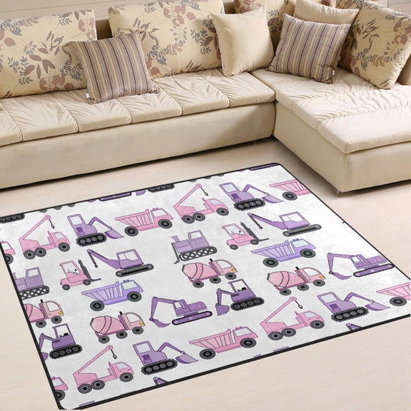 Ryvnso Construction Vehicles Area Rug Floor Mats Non-Slip Home Carpet 63 x 48 inch