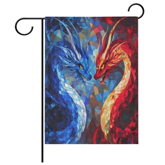 Ryvnso Cool Art Dragons Garden Flag 28x40 Inch Double Sided Seasonal Yard Decoration