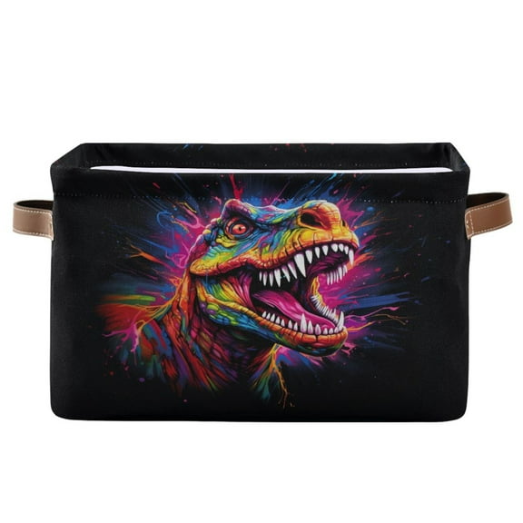 Ryvnso Cool Dinosaur Storage Basket Large Bin Foldable Boxes Toys Organizer 14.2x10.2x8.3in 1 PC