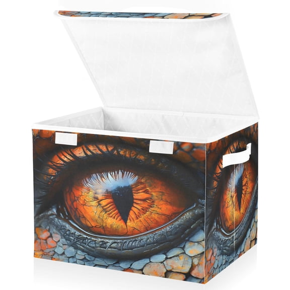 Ryvnso Cool Dragon Eye Large Lidded Foldable Storage Baskets Cubes Boxes Lids Bin for Home