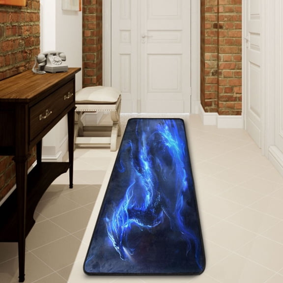 Ryvnso Cool Dragon with Flames Hallway Runner Rugs Floor Carpet Non Slip Entryway Mat 2' x 6'