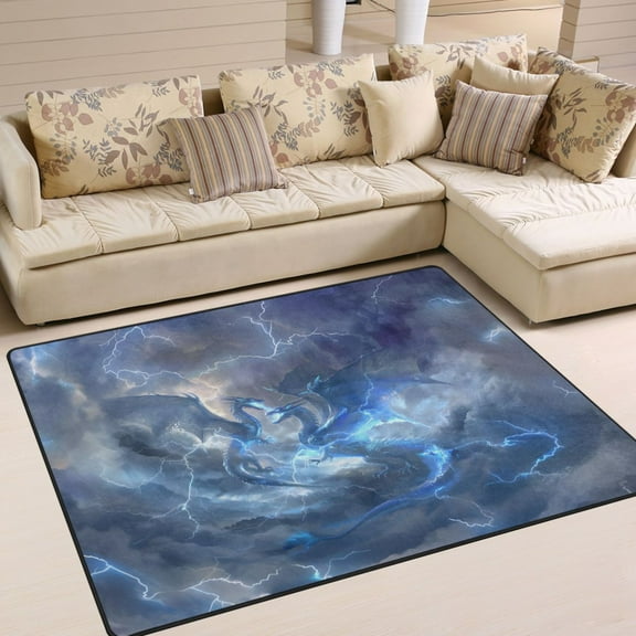 Ryvnso Cool Dragons Area Floor Rugs Soft Non-Slip Large Mats Nursery Carpets 63" x 48"