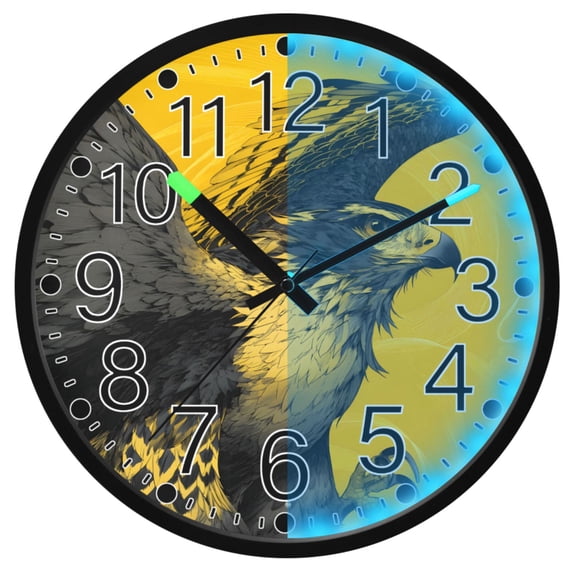 Ryvnso Cool Eagle 12 Inch Night Light Wall Clock Silent Battery Operated Luminous Clocks