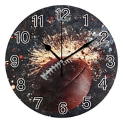 Ryvnso Cool Football Wall Clock Non Ticking Silent Kitchen Clock Battery Operated Clocks 10 inch