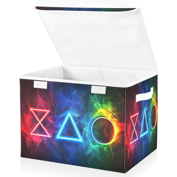 Ryvnso Cool Geometry Style Large Lidded Foldable Storage Baskets Cubes Boxes Lids Bin for Home