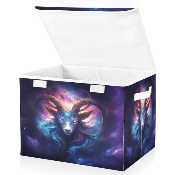Ryvnso Cool Goat Large Lidded Foldable Storage Baskets Cubes Boxes Lids Bin for Home
