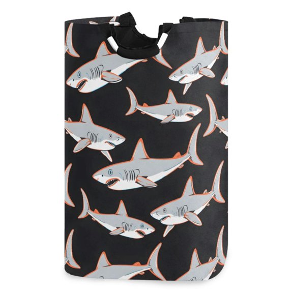 Ryvnso Cool Sharks Pattern Large Storage Basket with Handles Collapsible Organizer Bin Laundry Hamper
