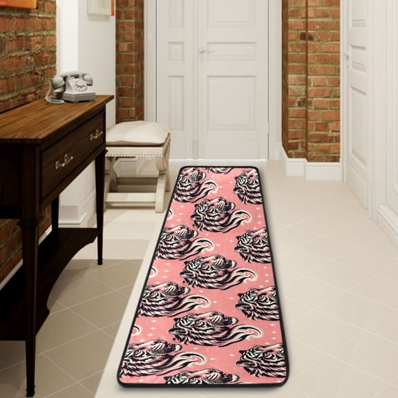 Ryvnso Cool Tiger Hallway Runner Rugs Floor Carpet Non Slip Entryway Mat 2' x 6'