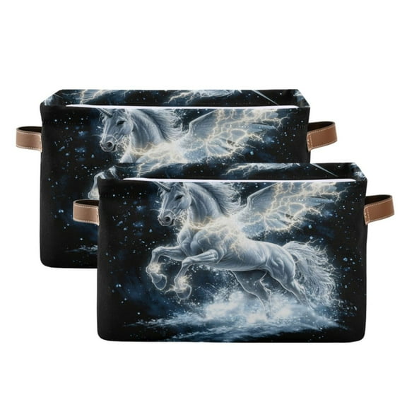 Ryvnso Cool Unicorn Storage Basket Large Bin Foldable Boxes Toys Organizer 14.2x10.2x8.3in 2 PCs