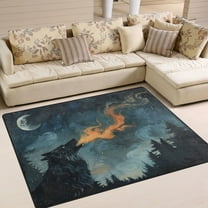 Ryvnso Cool Wolf on Mountain Area Floor Rugs Soft Non-Slip Large Mats Nursery Carpets 63" x 48"
