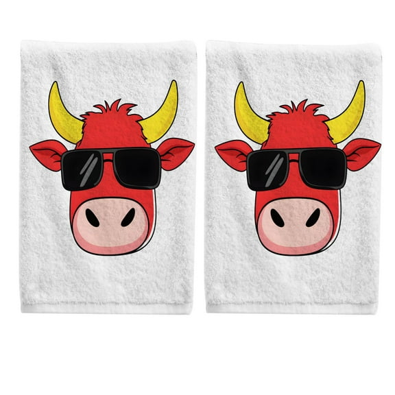 Ryvnso Cow Hand Towels Set for Bathroom Cotton Face Towel Decorative 15.5x29.5 inch