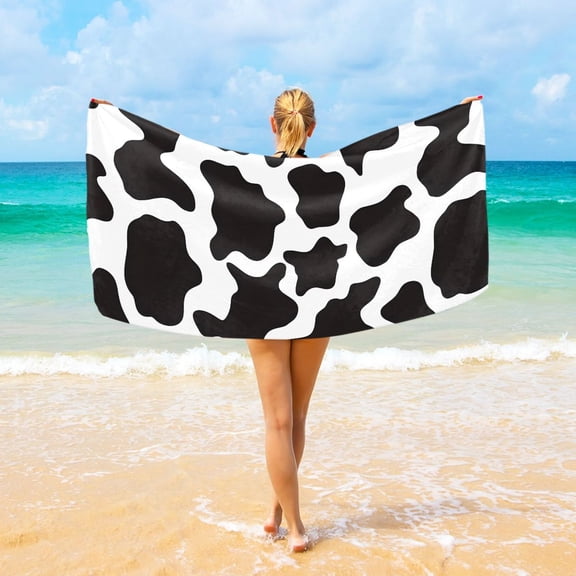 Ryvnso Cow Print Beach Towel Quick Dry Swimming Yoga Beach Towels Large Sand Free Microfiber Towel 31"W x 71"L