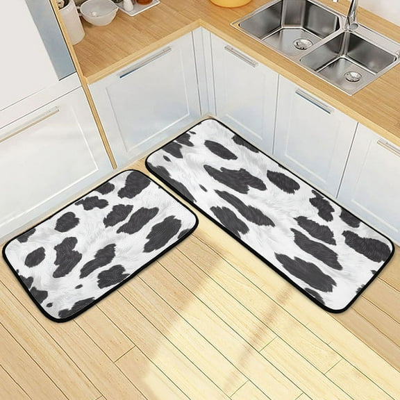 Ryvnso Cow Print Kitchen Rugs Set Non Slip Runner Mats for Dining Room