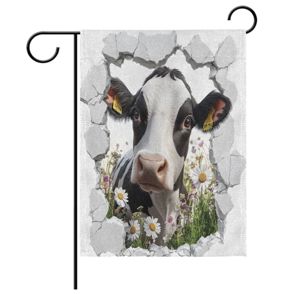 Ryvnso Cow in Wall Pattern Garden Flag 12x18 Inch Double Sided Seasonal Yard Decoration