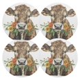 thumbnail image 1 of Ryvnso Cows with Flower Round Plate Mats Dining Table Placemat Set of 4 for Holiday Decoration, 1 of 7