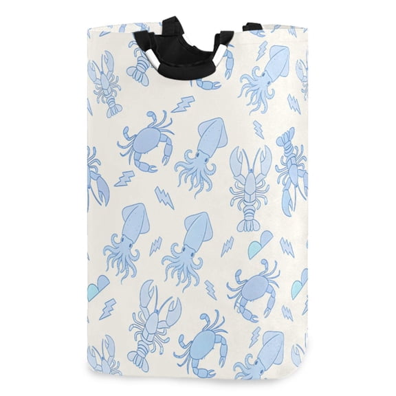 Ryvnso Crab Lobster Octopus Pattern Large Storage Basket with Handles Collapsible Organizer Bin Laundry Hamper
