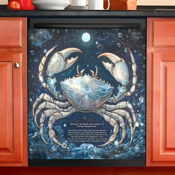Ryvnso Crab at Night Dishwasher Magnetic Refrigerator Magnet Cover Kitchen Home Decorative 23"x26"