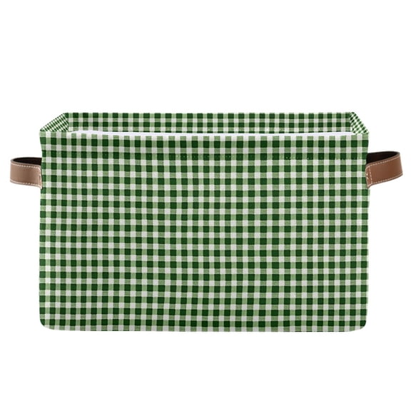 Ryvnso Creen Checkered Storage Basket Large Bin Foldable Boxes Toys Organizer 14.2x10.2x8.3in 1 PC