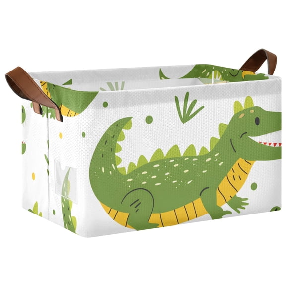 Ryvnso Crocodile Hand Drawn Storage Bins Large Basket Foldable Cube Toys Organizer with Handles 1 PC