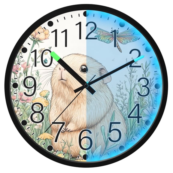 Ryvnso Cute Animal Flower 12 Inch Night Light Wall Clock Silent Battery Operated Luminous Clocks
