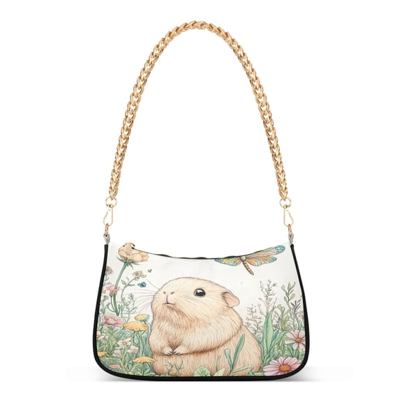 Ryvnso Cute Animal Flower Womens Chain Shoulder Bag Tote Handbags Clutch Hobo Purse with Zipper for Travel